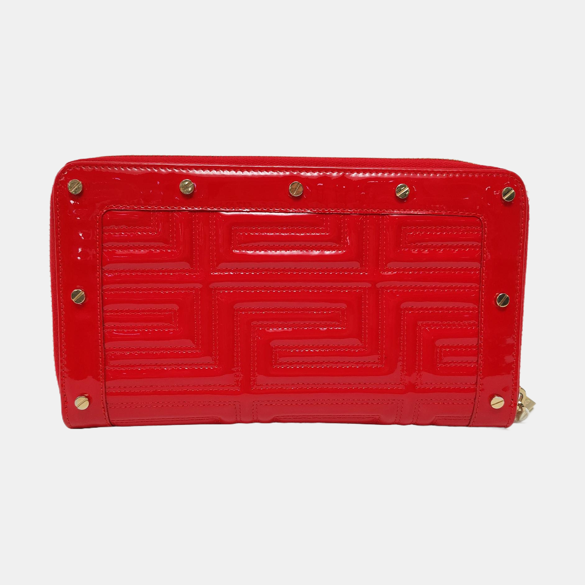 Quilted Patent Leather Wallet Red