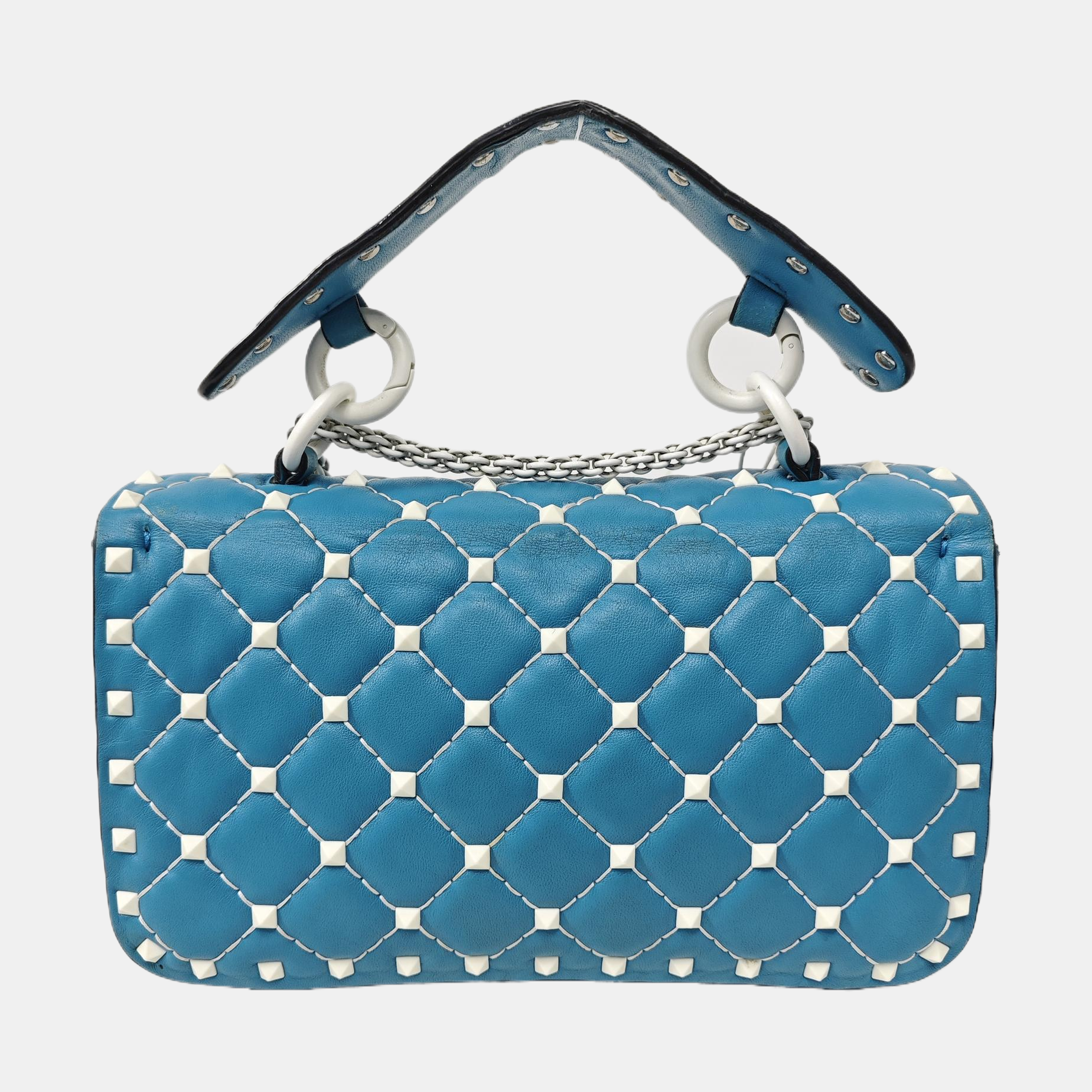 Spike Up Small Quilted Lambskin Blue