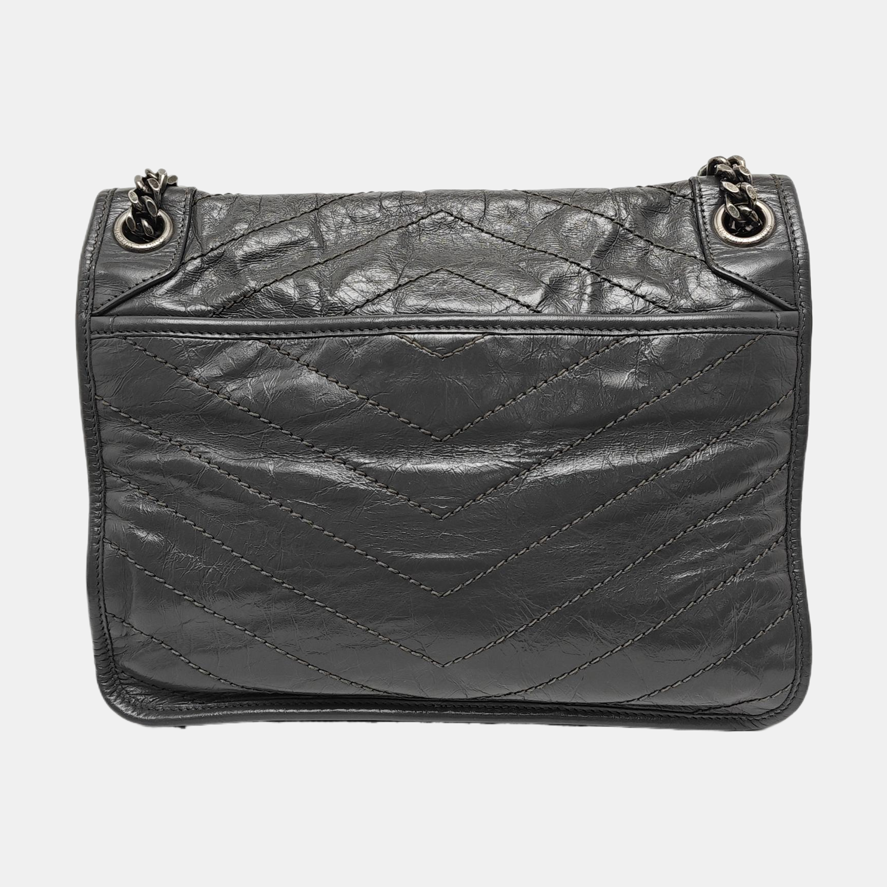 NIKI Medium Chevron Calfskin Gray