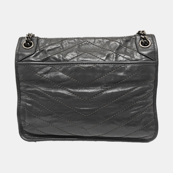 NIKI Medium Chevron Calfskin Gray