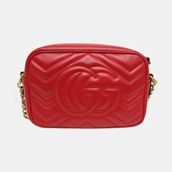 GG Marmont Super Mini Quilted Calfskin Red