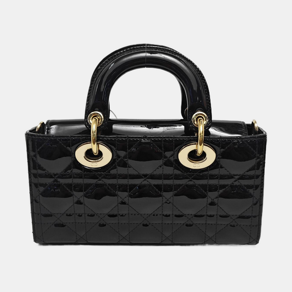 Lady Dior Small Cannage Patent Calfskin Black