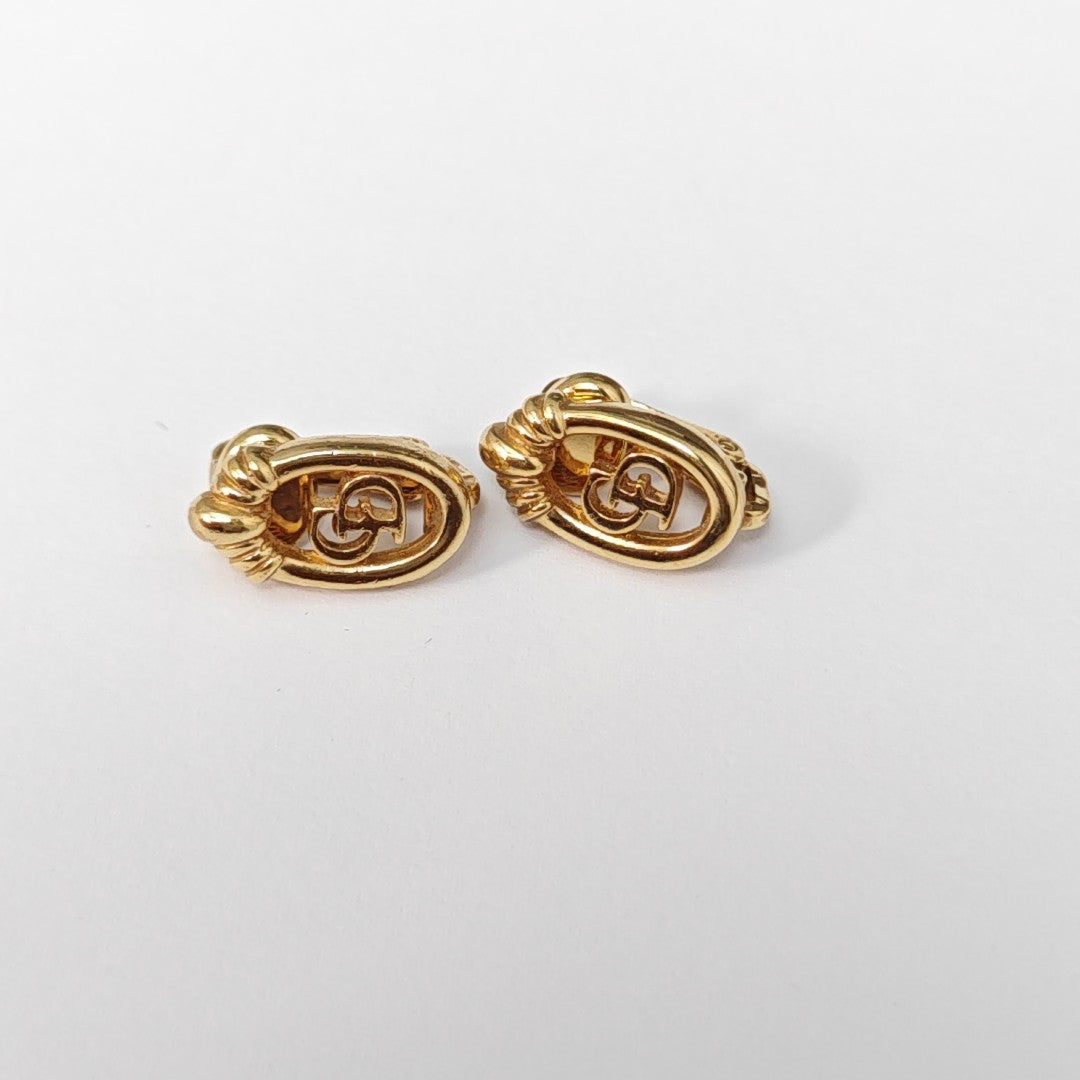 Petit CD Metal Gold Clip On Earrings