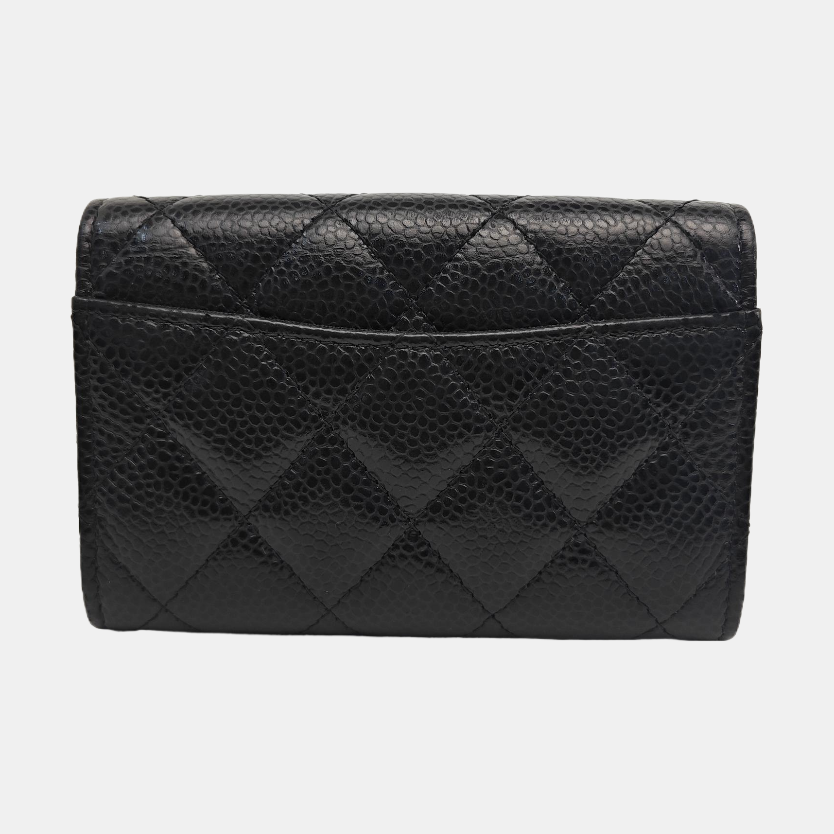 Quilted Grained Calfskin Wallet Black
