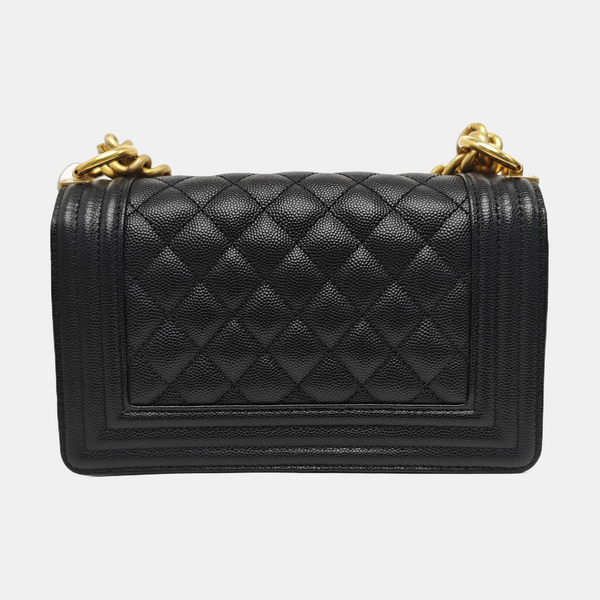BOY CHANEL Small Quilted Grained Calfskin Black