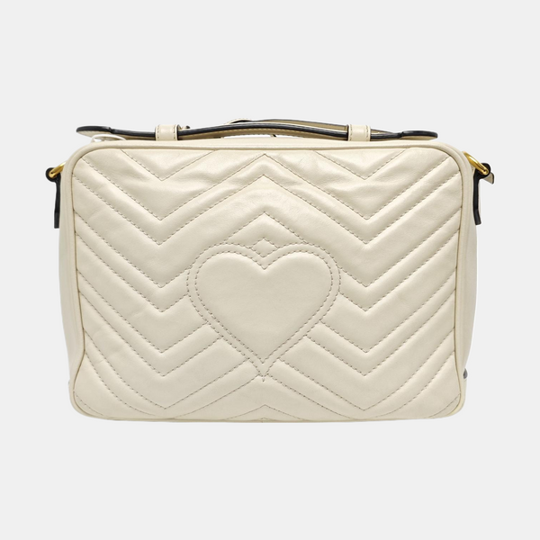 GG Marmont Medium Quilted Calfskin White