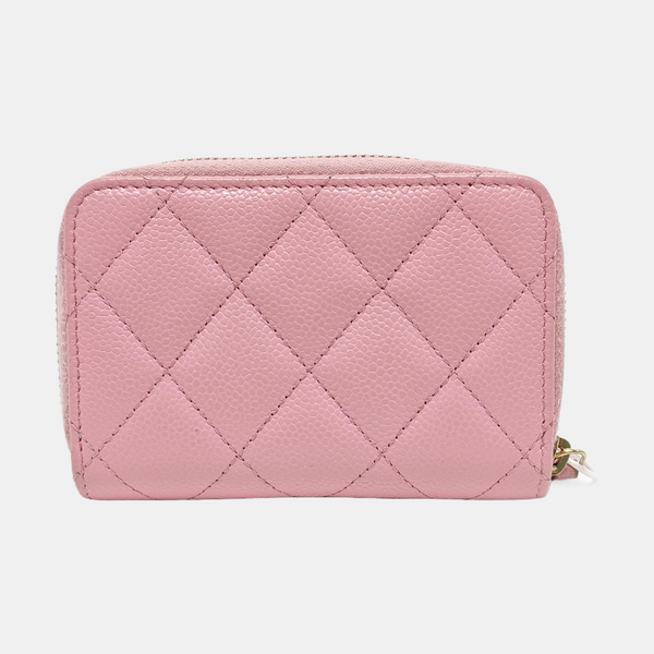Quilted Grained Calfskin Wallet Pink