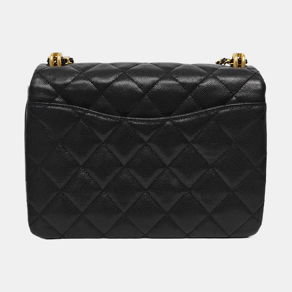 Large Quilted Grained Calfskin Black