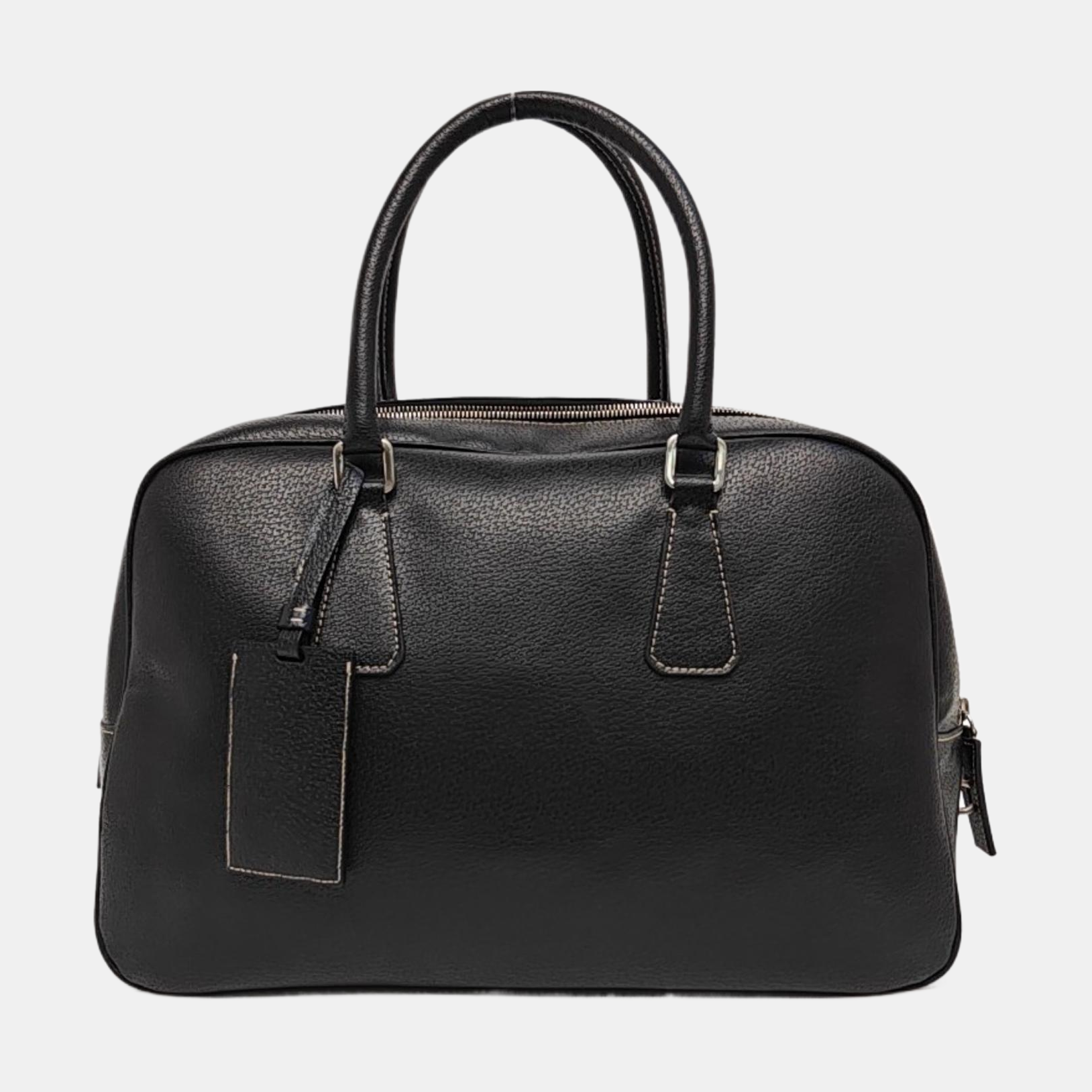 Calfskin Top Handle Bag Black