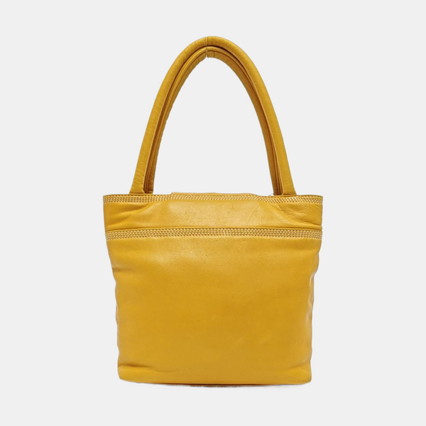 Leather Top Handle Bag Yellow