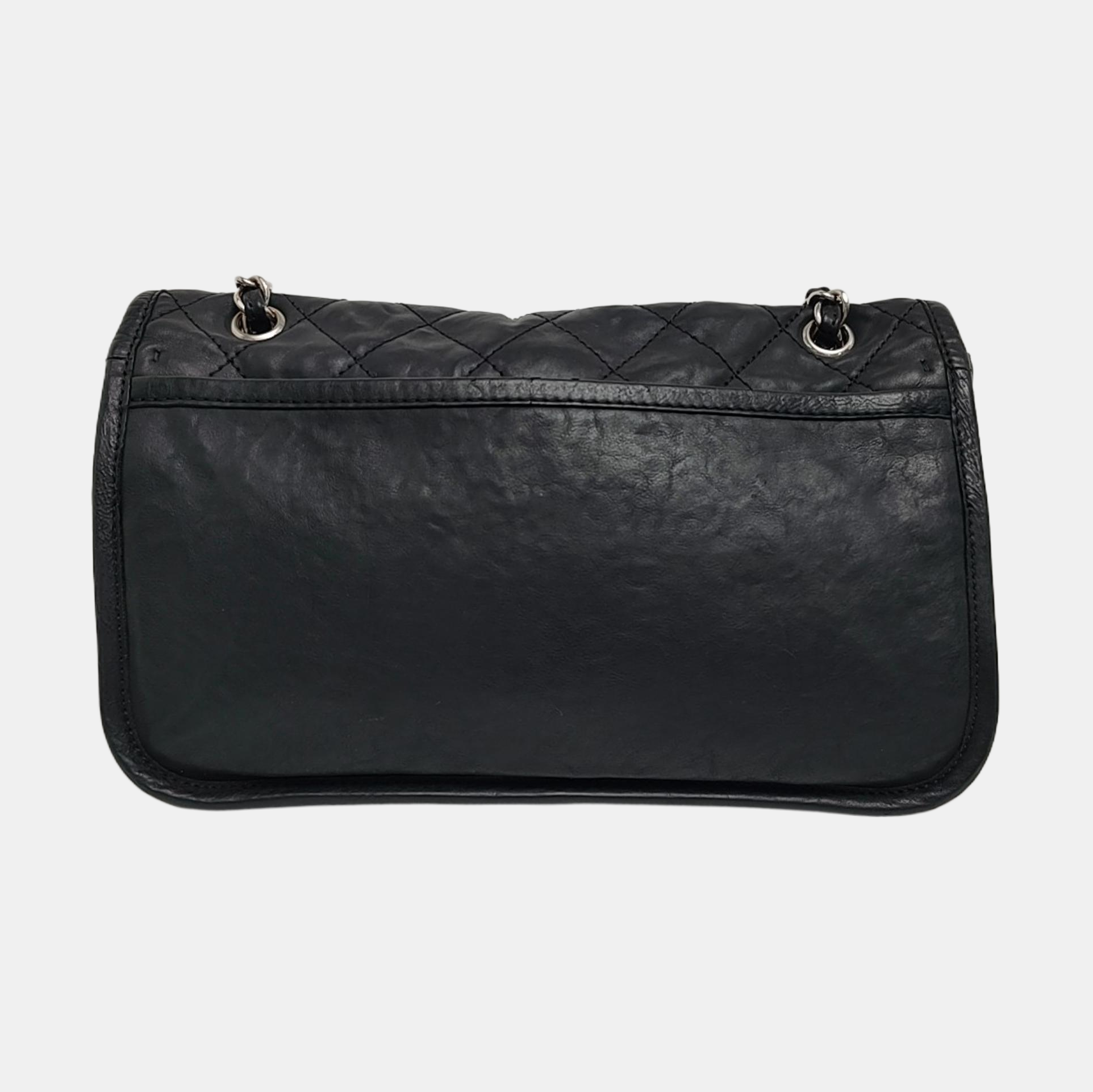 Medium Quilted Calfskin Black