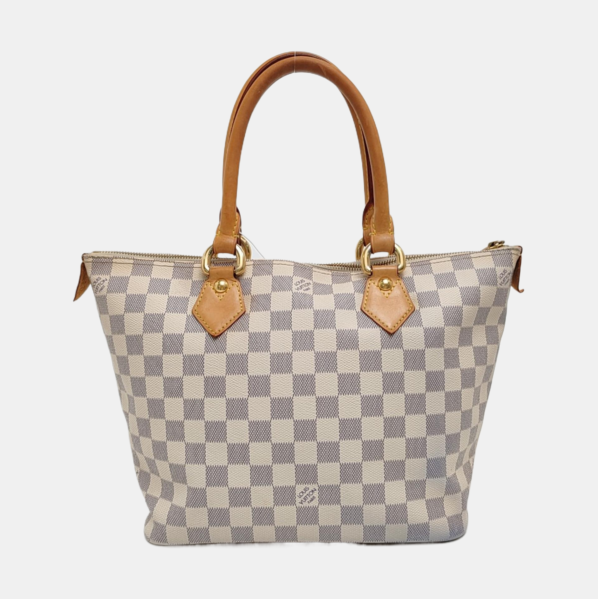 SALEYA PM Damier Azur Coated Canvas White