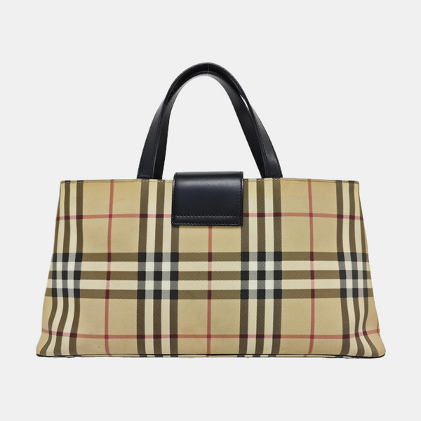 Coated Canvas Top Handle Bag Beige