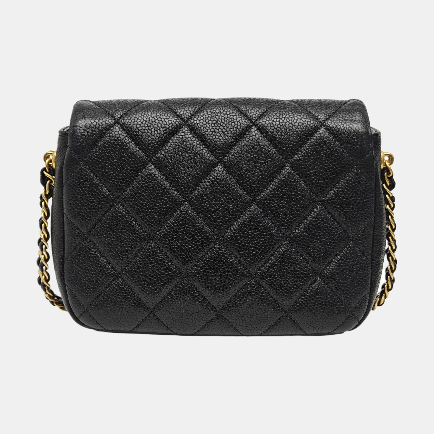 Quilted Grained Calfskin Shoulder Bag Black