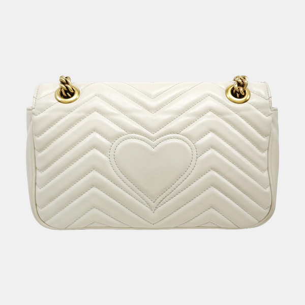 GG Marmont Medium Quilted Calfskin White
