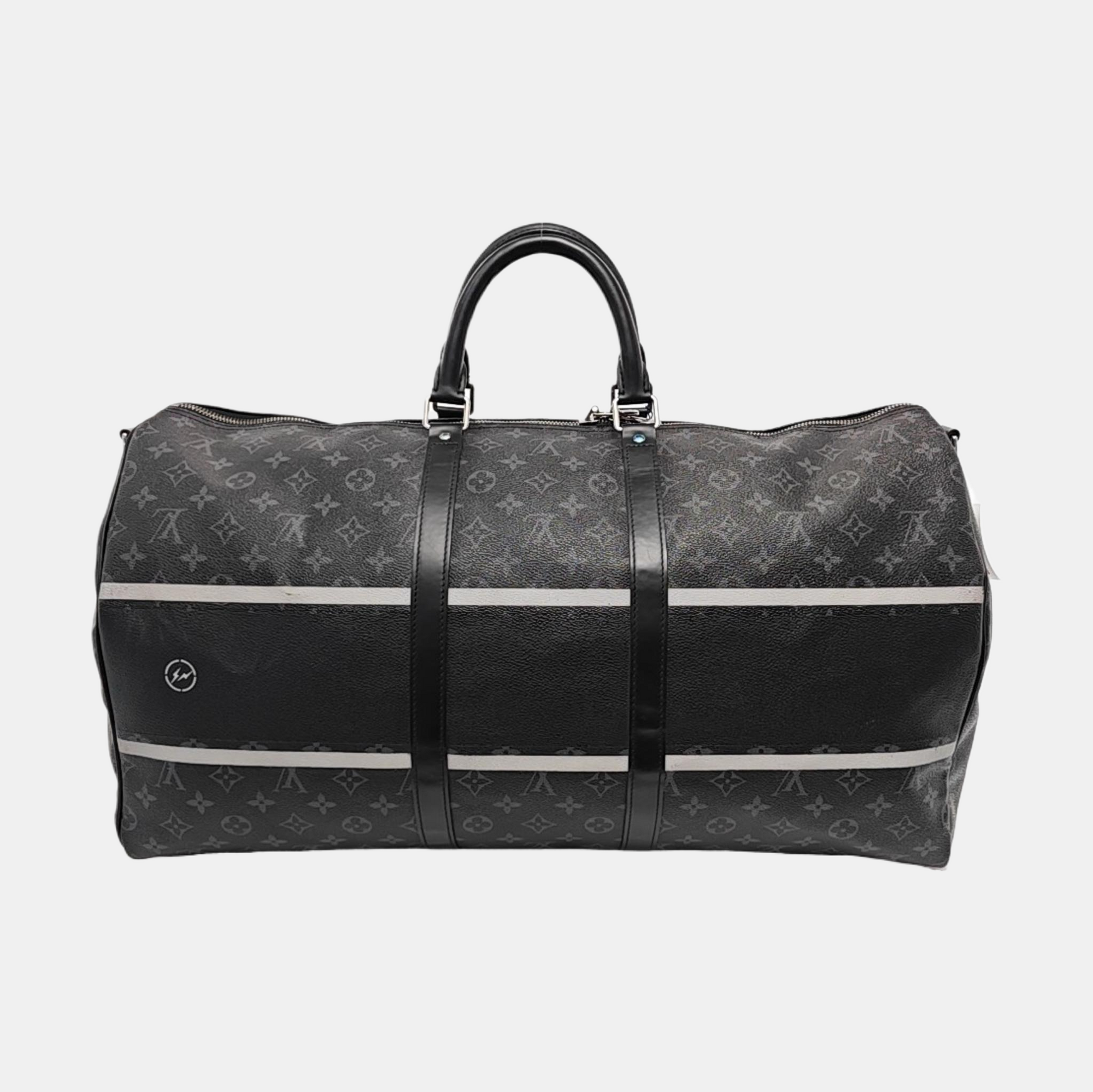 KEEPALL 55 Monogram Coated Canvas Black