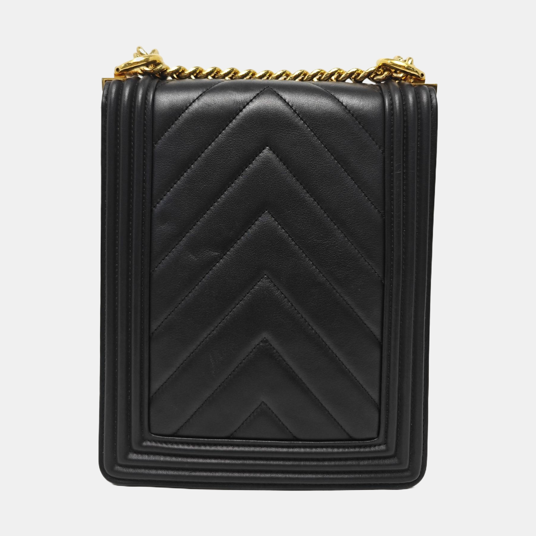 BOY CHANEL Mini Chevron Calfskin Black