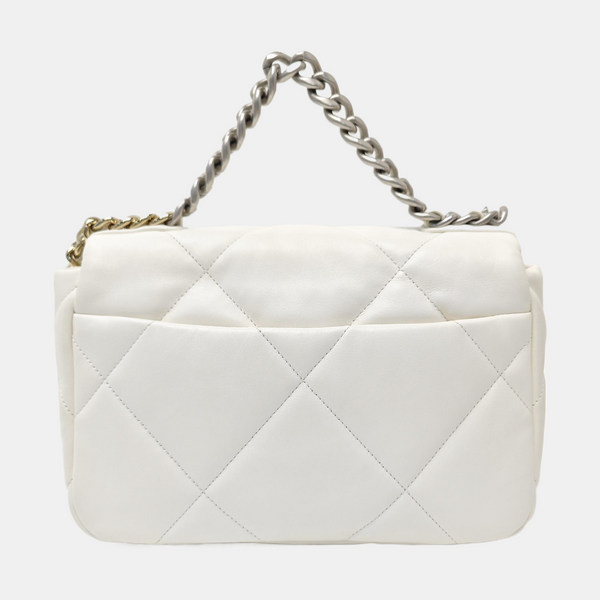 CHANEL 19 Small Quilted Lambskin White