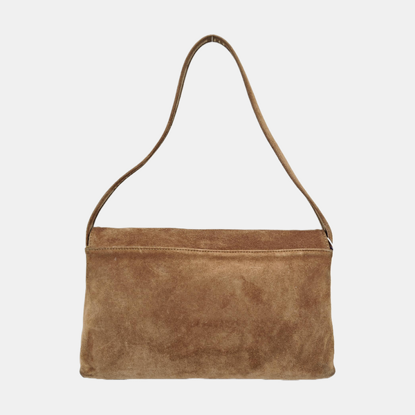 Suede Top Handle Bag Brown