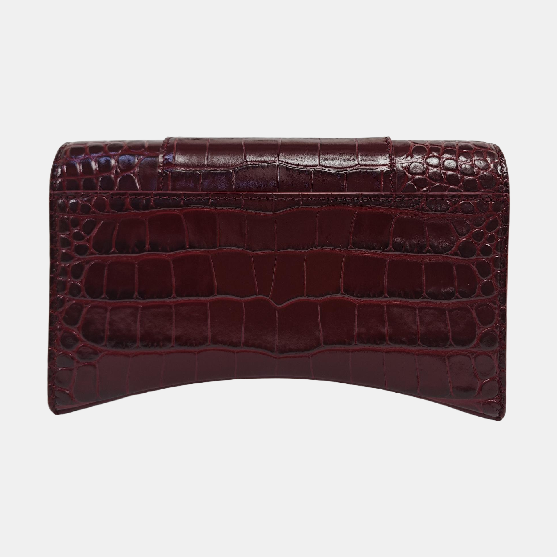 Hourglass Wallet On Chain Mini Calfskin Red