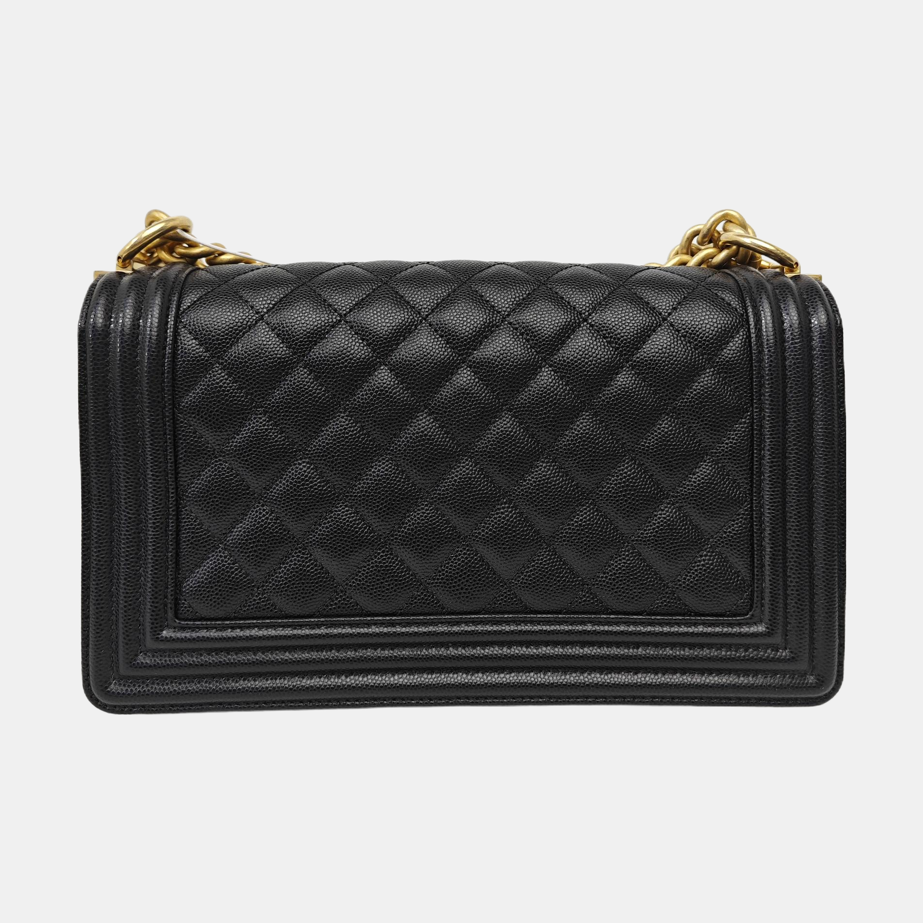 BOY CHANEL Medium Quilted Grained Calfskin Black