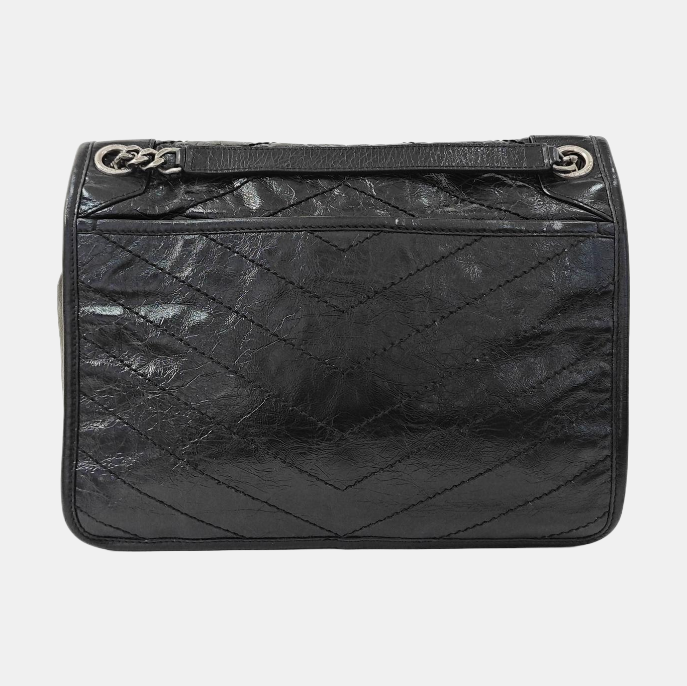 NIKI Medium Chevron Calfskin Black