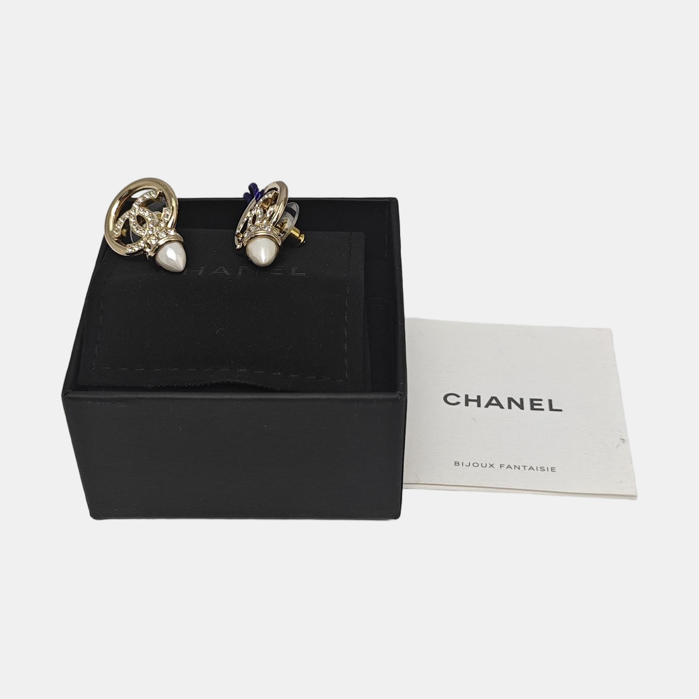 CC Logo Metal Gold Stud Earrings