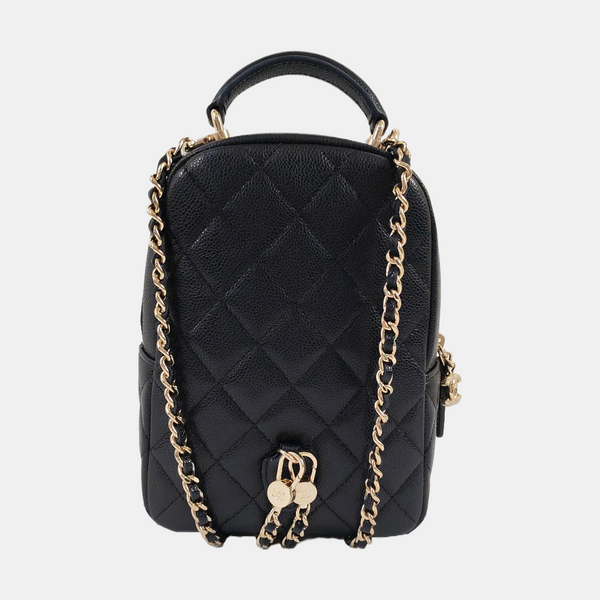 Mini Quilted Grained Calfskin Black