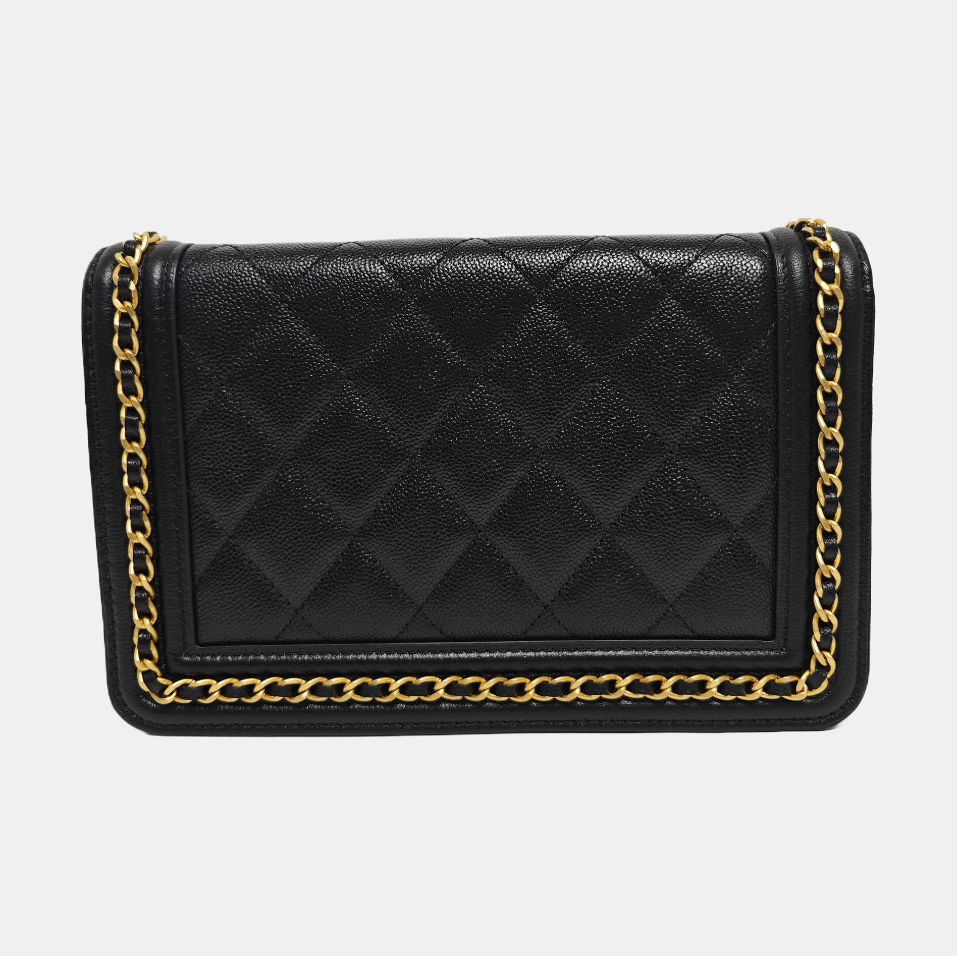 BOY CHANEL Mini Quilted Grained Calfskin Black