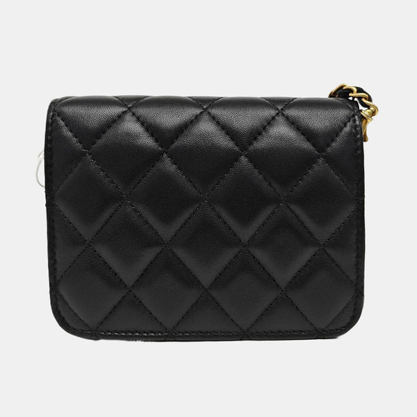 Quilted Lambskin Shoulder Bag Black