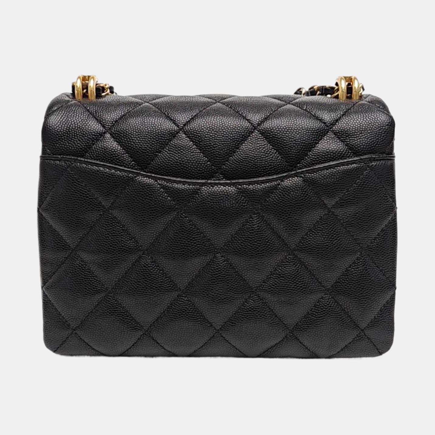 Quilted Grained Calfskin Crossbody Bag Black
