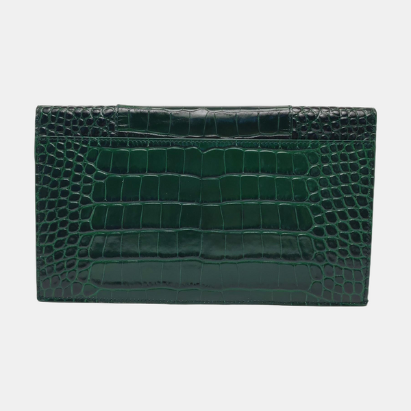 Authenticated pre-owned  Hourglass Calfskin Green - Clutch at Looply