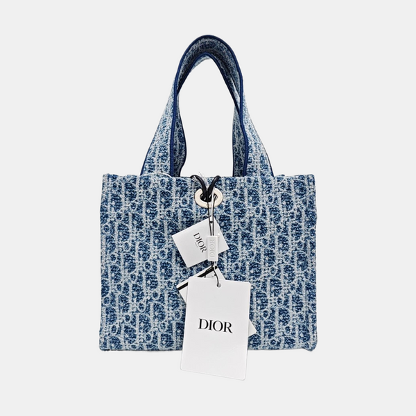Oblique Canvas Tote Bag Blue
