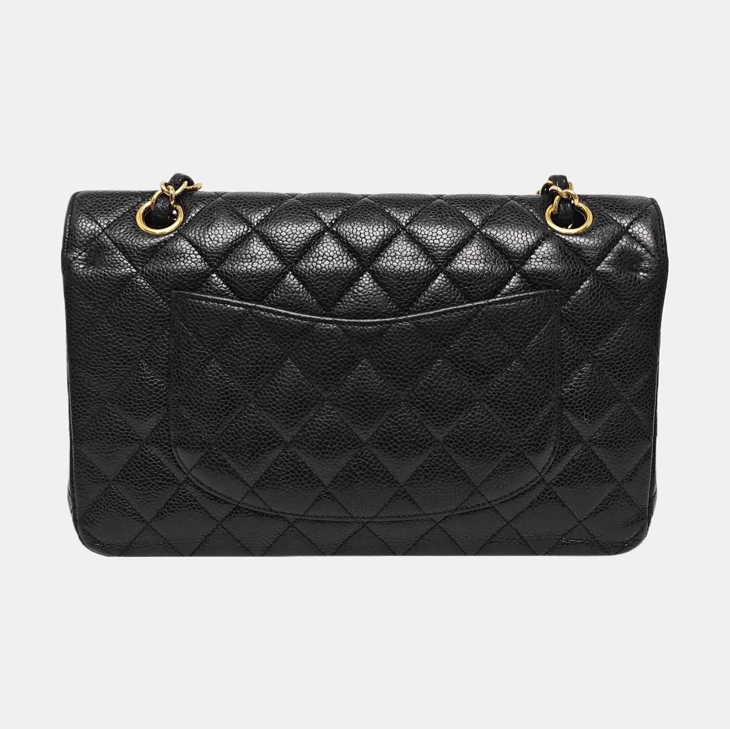 CLASSIC FLAP Medium Quilted Grained Calfskin Black