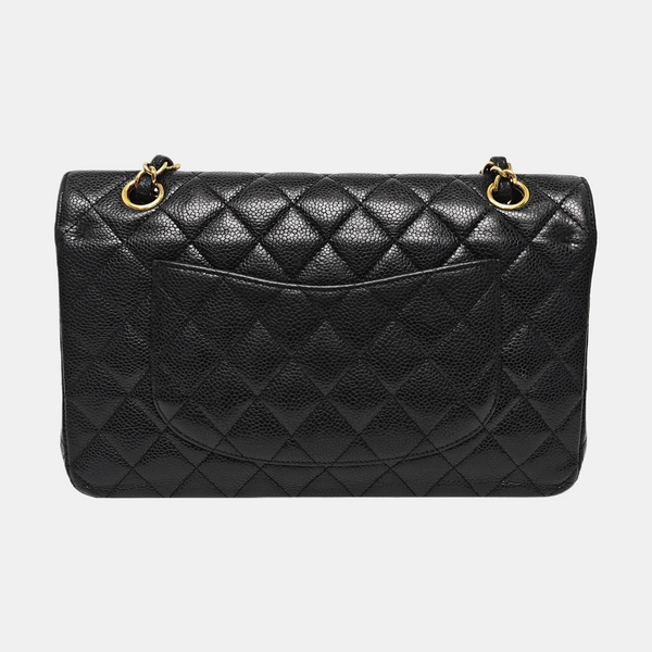 CLASSIC FLAP Medium Quilted Grained Calfskin Black