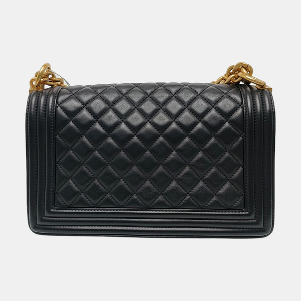 BOY CHANEL Medium Quilted Calfskin Black