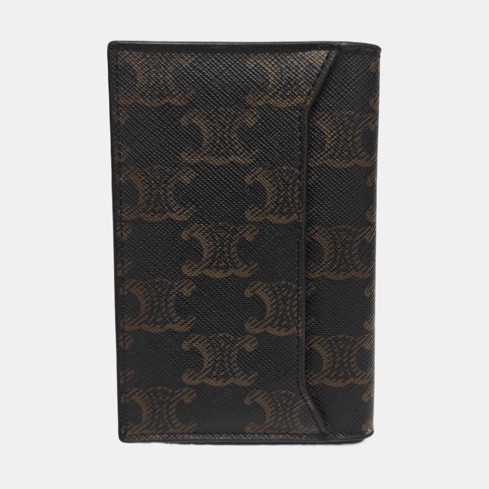 Coated Canvas Card Holder Brown