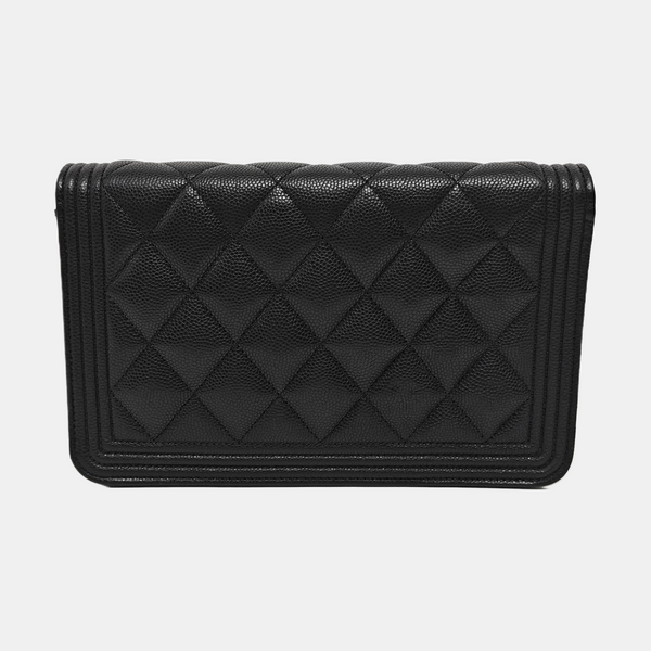 BOY CHANEL Mini Quilted Grained Calfskin Black