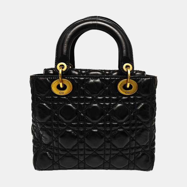 Lady Dior Pequeño Piel de Cordero Acolchado Negro