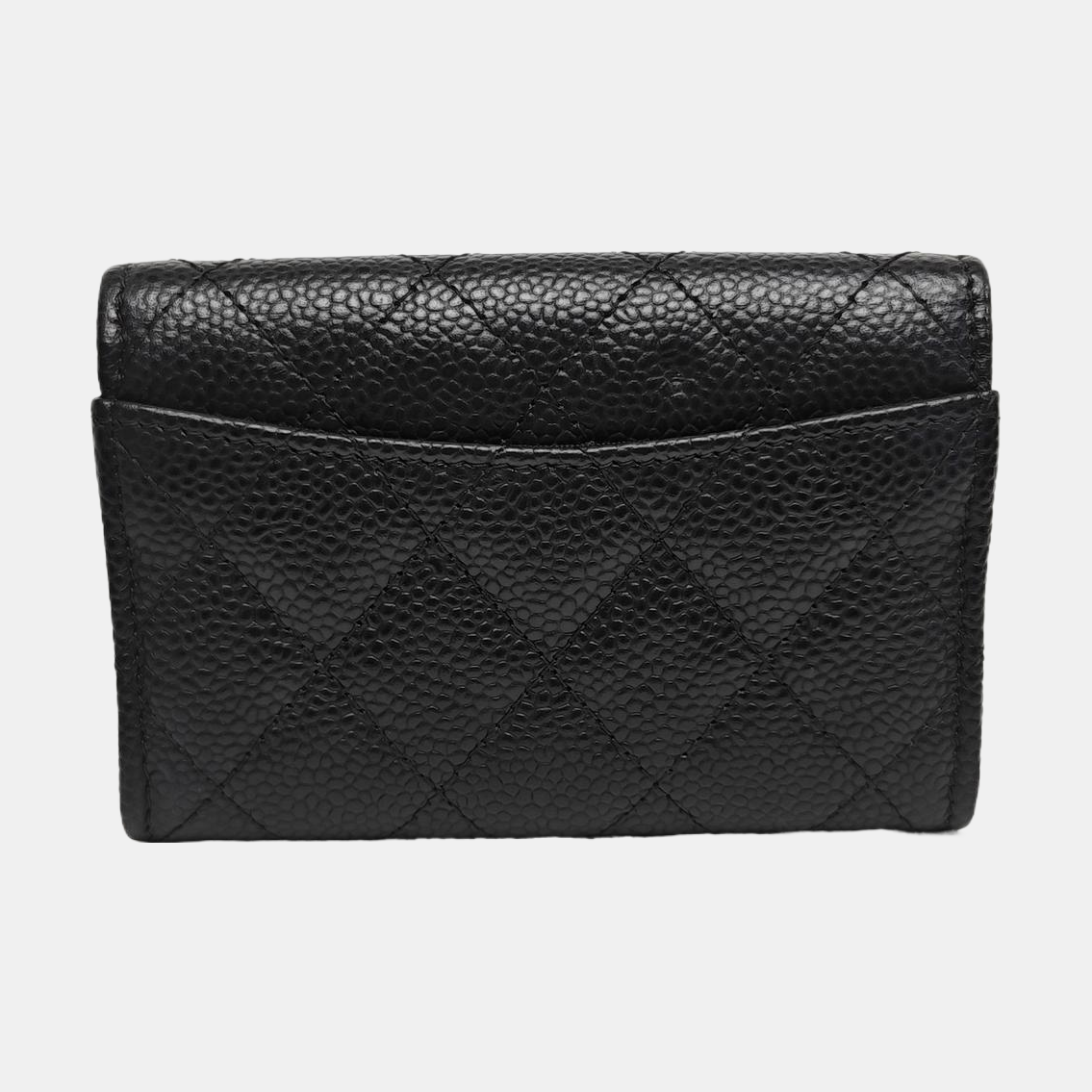 CLASSIC FLAP Quilted Grained Calfskin Black Card Holder