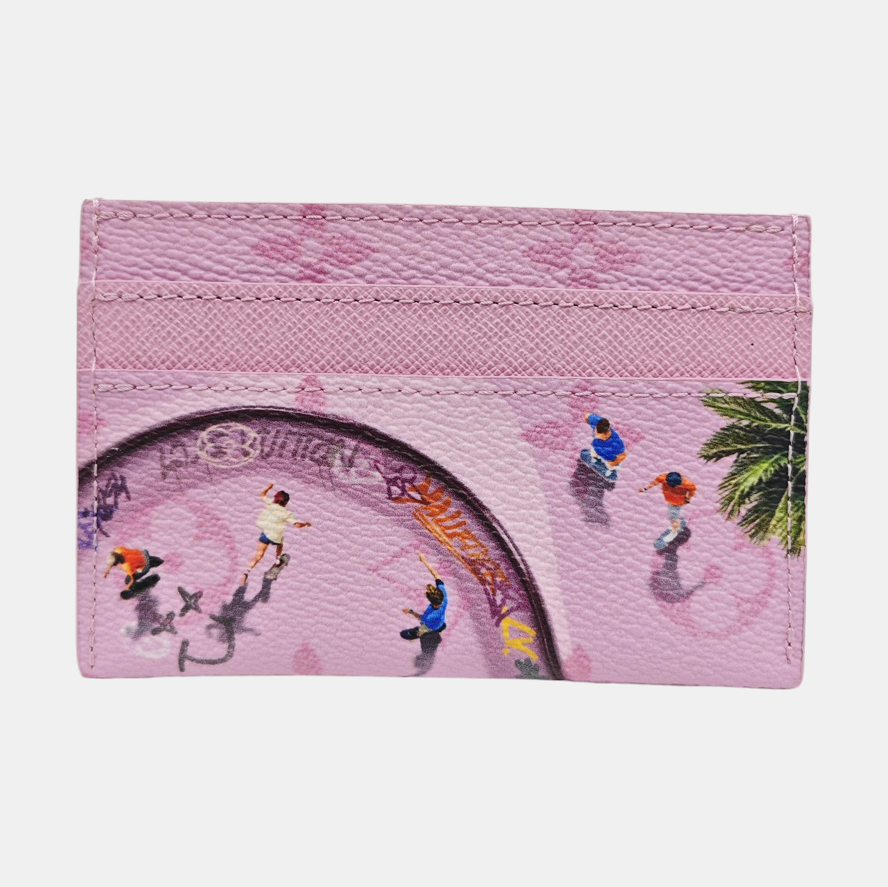 DOUBLE Monogram Coated Canvas Pink Card Holder
