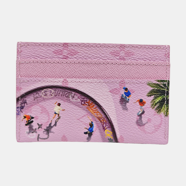 DOUBLE Monogram Coated Canvas Pink Card Holder