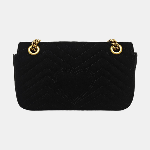 GG Marmont Medium Quilted Velvet Black