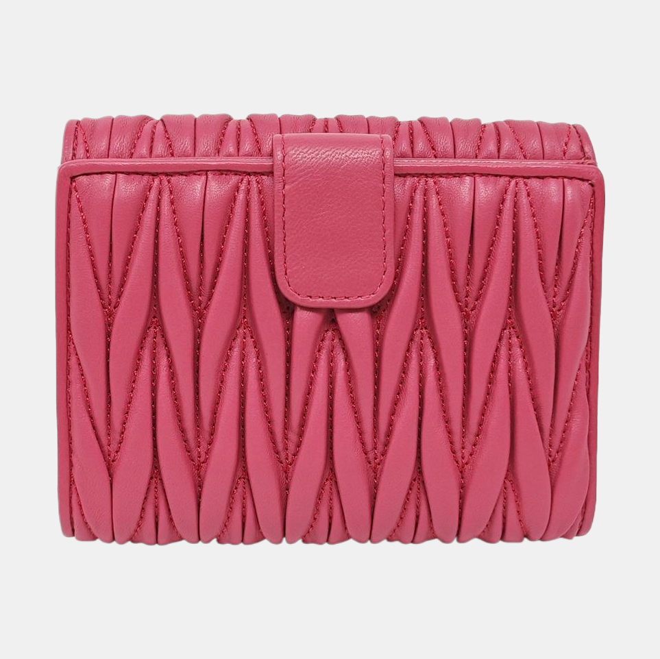 Matelassé Quilted Lambskin Red Card Holder