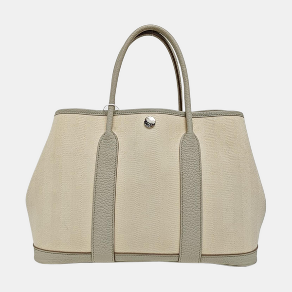 Authenticated pre-owned  Garden Party Canvas White - Top Handle Bag at Looply