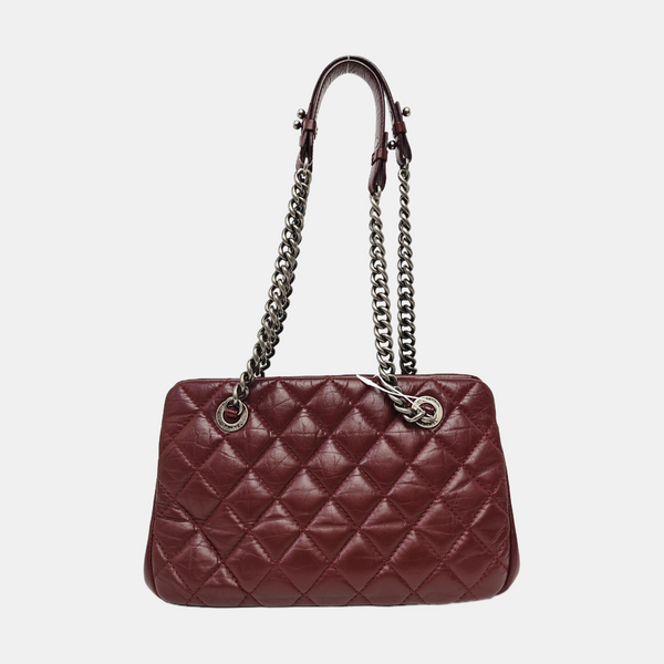 Quilted Calfskin Tote Bag Red