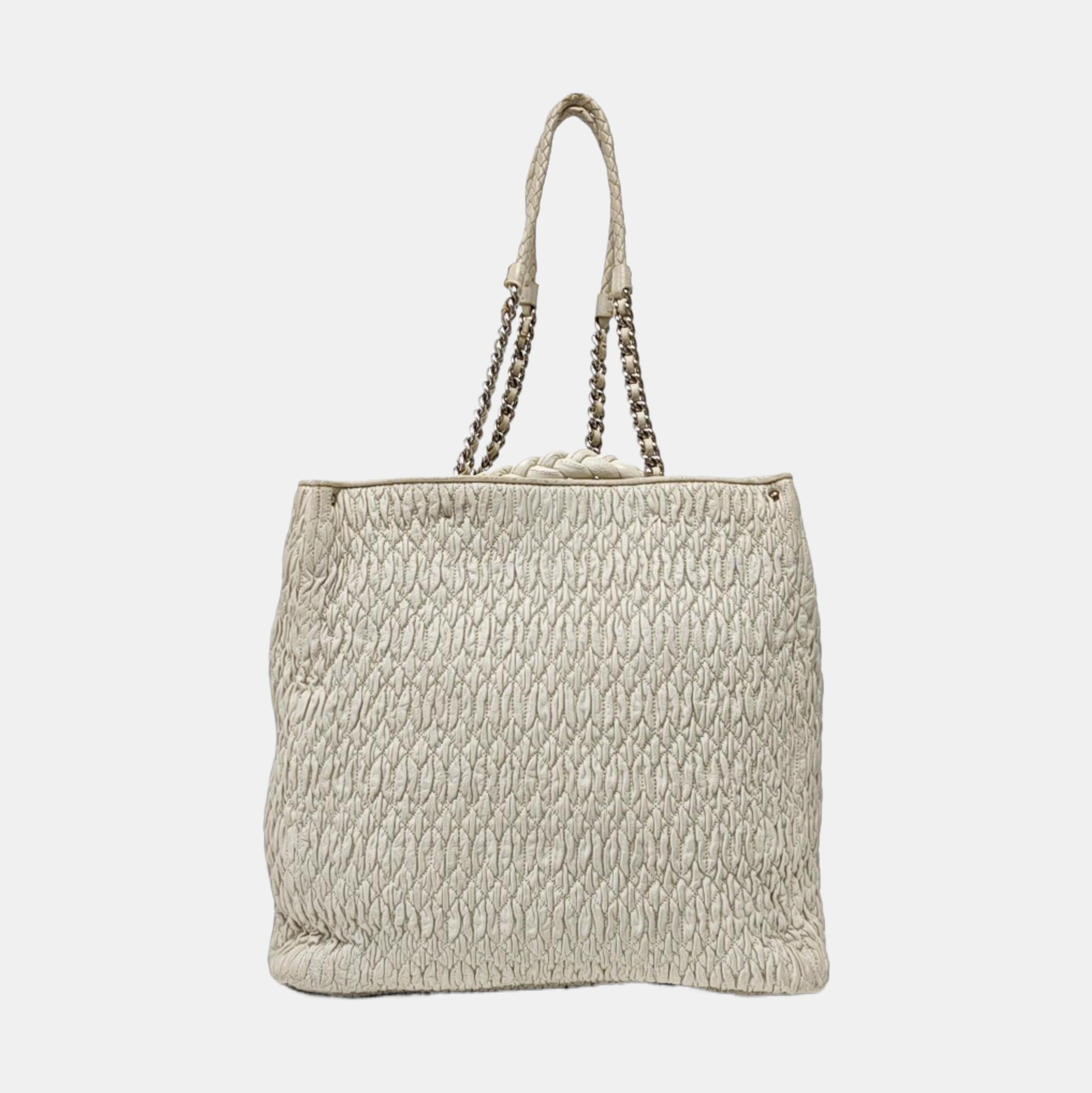 Quilted Lambskin Shoulder Bag White