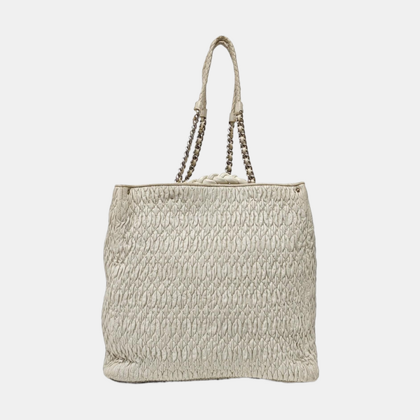 Quilted Lambskin Shoulder Bag White