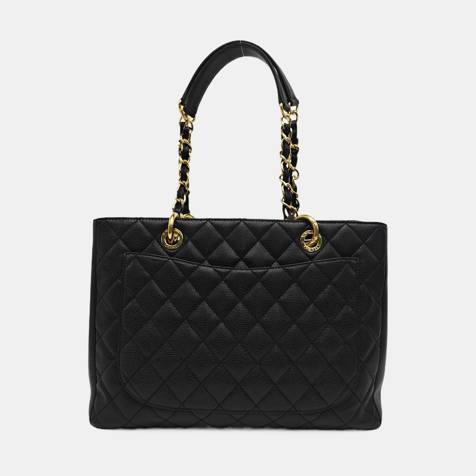 CHANEL GST Large Quilted Grained Calfskin Black
