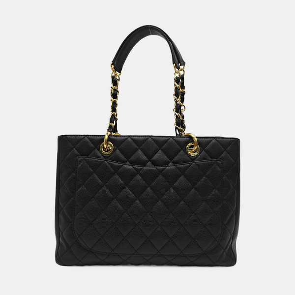 CHANEL GST Large Quilted Grained Calfskin Black